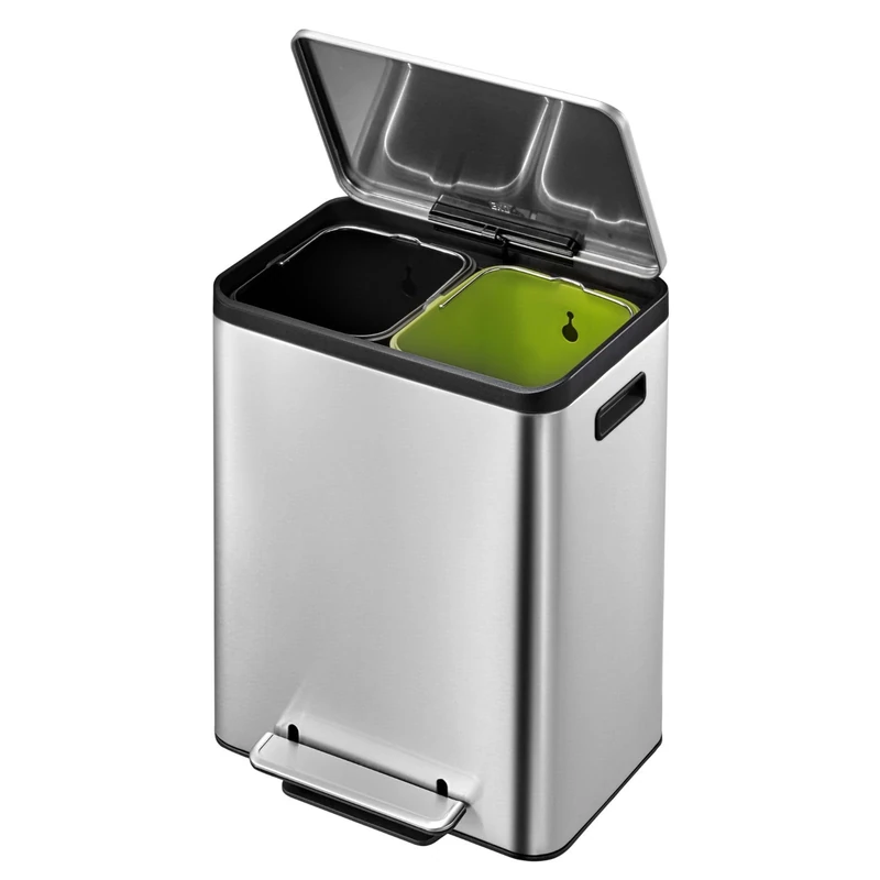 EKO Recycling Bin, Stainless Steel Matt, 32.1 x 40.4 x 49.2 cm