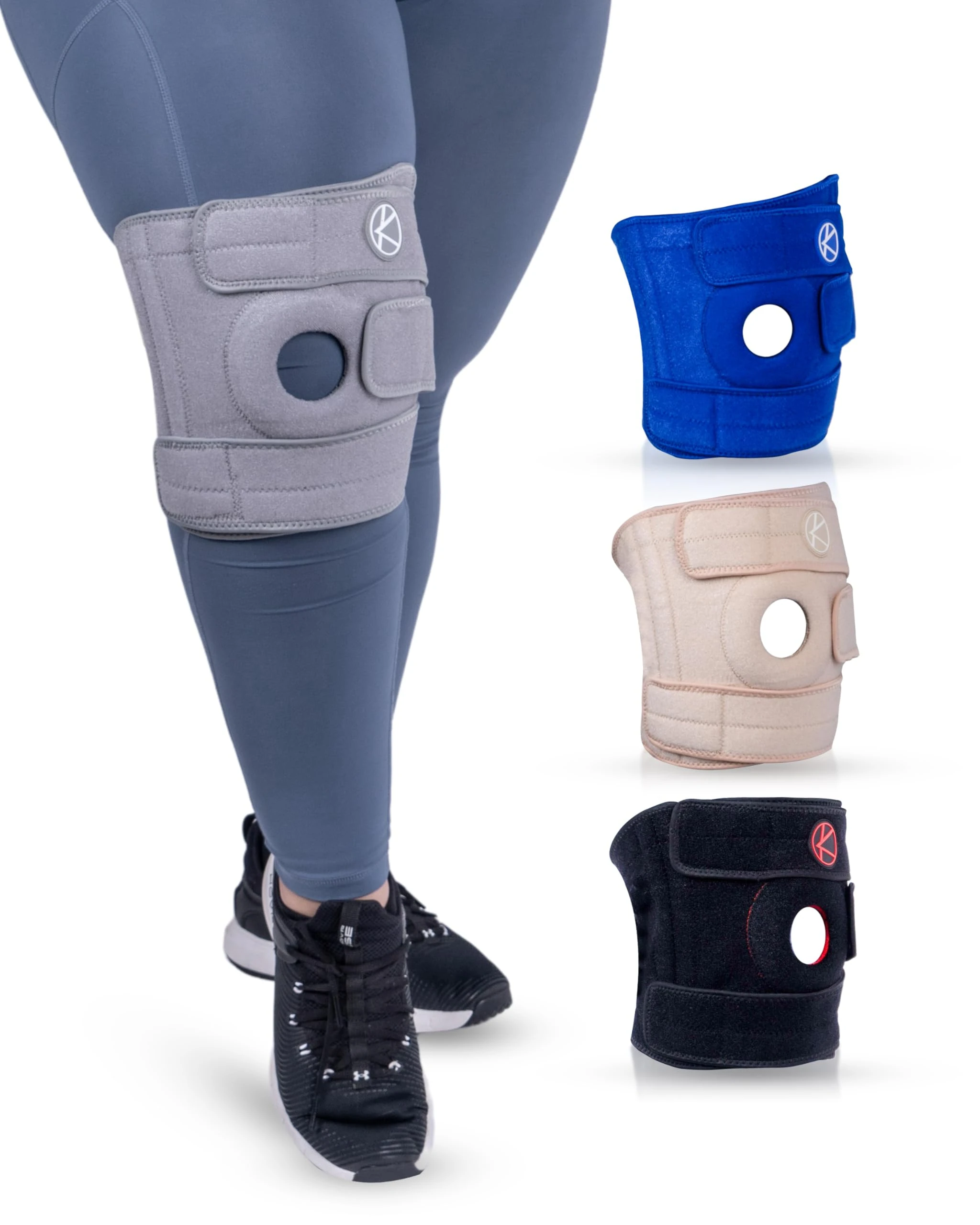 KARM Plus Size 4XL Knee Support for Obese People - Extra Large Knee Support for Big Legs 5XL 6XL Thighs - Adjustable Knee Brace Plus Size for Arthritis Pain, Meniscus Tear, Women, Men (Size 3 Gray)