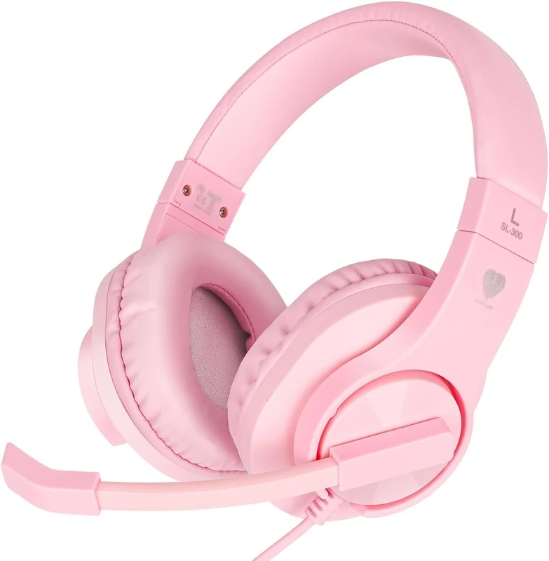 DIWUER Pink Gaming Headset - Bass Surround & Noise Cancelling
