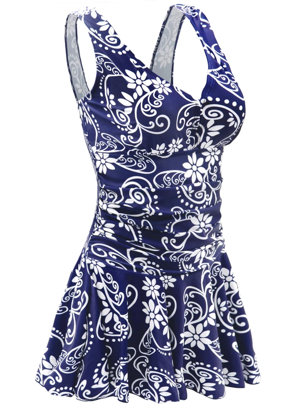 AONTUS Women's One Piece Plus Size Swimsuits Tummy Control Swimwear Bathing Suits - - 24/26 UK