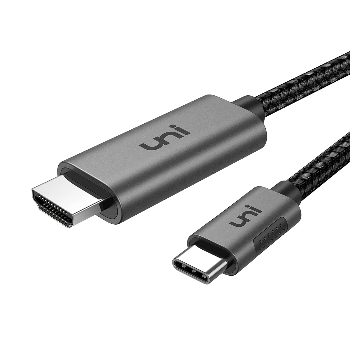 uni USB C to HDMI Cable (4K@60Hz, 2K@120Hz) Type-C to HDMI 2.0 [Thunderbolt 4/3 Compatible] for MacBook Pro/Air, iPhone 17 16 15, iPad Pro, Surface Pro, Pixel Book, Galaxy S10, and More-Grey-1m