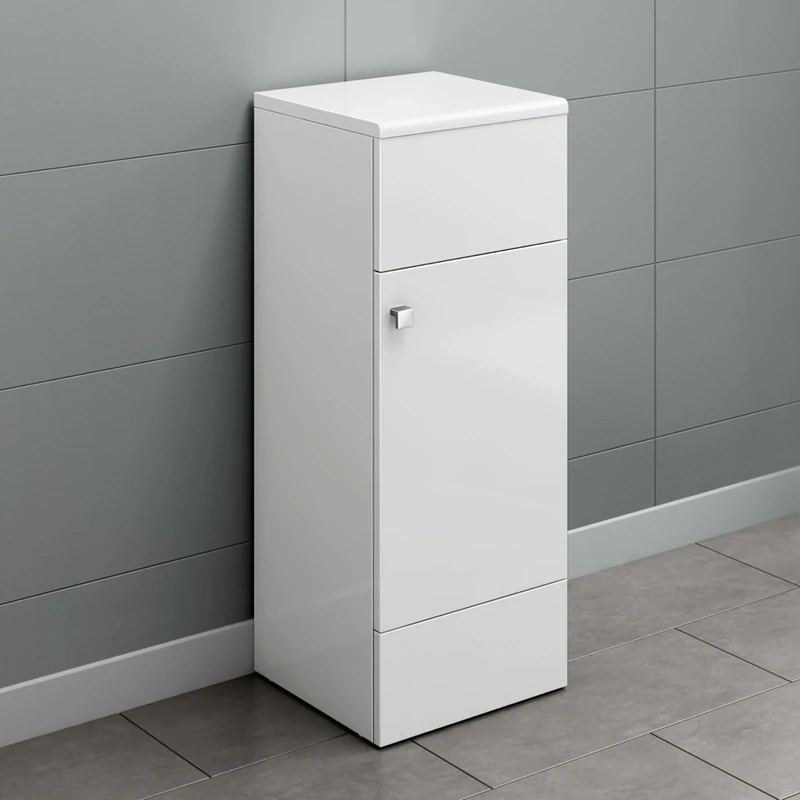 Modern Bathroom Gloss White Grey Cabinet Unit Storage Cupboard Single Door (White