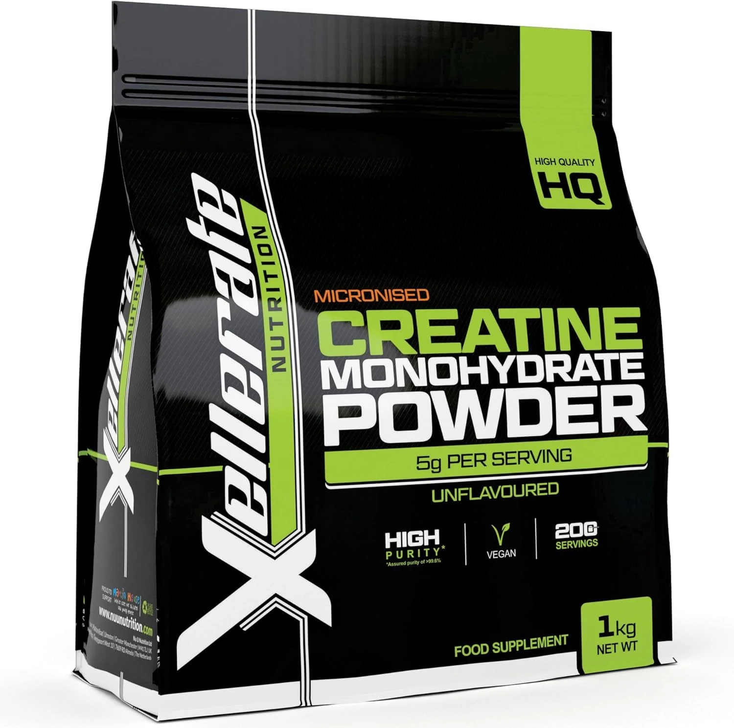 Creatine Monohydrate Powder Micronised - 1KG - 200 Servings - 7 Month Supply - Vegan, Finest Grade, Pure & Unflavoured - Ideal for Pre and Post Workout Routine - Made in The UK - Xellerate Nutrition