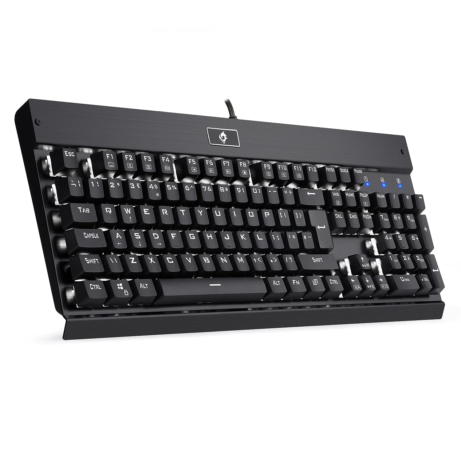 Eagletec KG010 Mechanical Keyboard White LED Backlit with Brown Switches Wired 104 Keys for Windows PC Gaming and Office, UK QWERTY (Black)