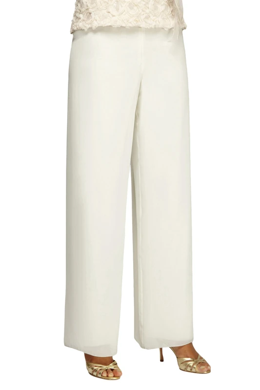 Alex Evenings Women's Straight Leg Dress Pant (Petite Regular Plus Sizes), Ivory Chiffon, XL