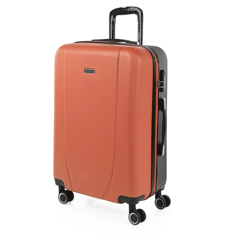 ITACA - Lightweight Suitcases Large - ABS Large Hard Shell Suitcase 75cm Travel Suitcase - Lightweight Suitcases Large with Combination Lock - Rigid Large Suitcase 4 Wheels Lightwei, Coral-Anthracite
