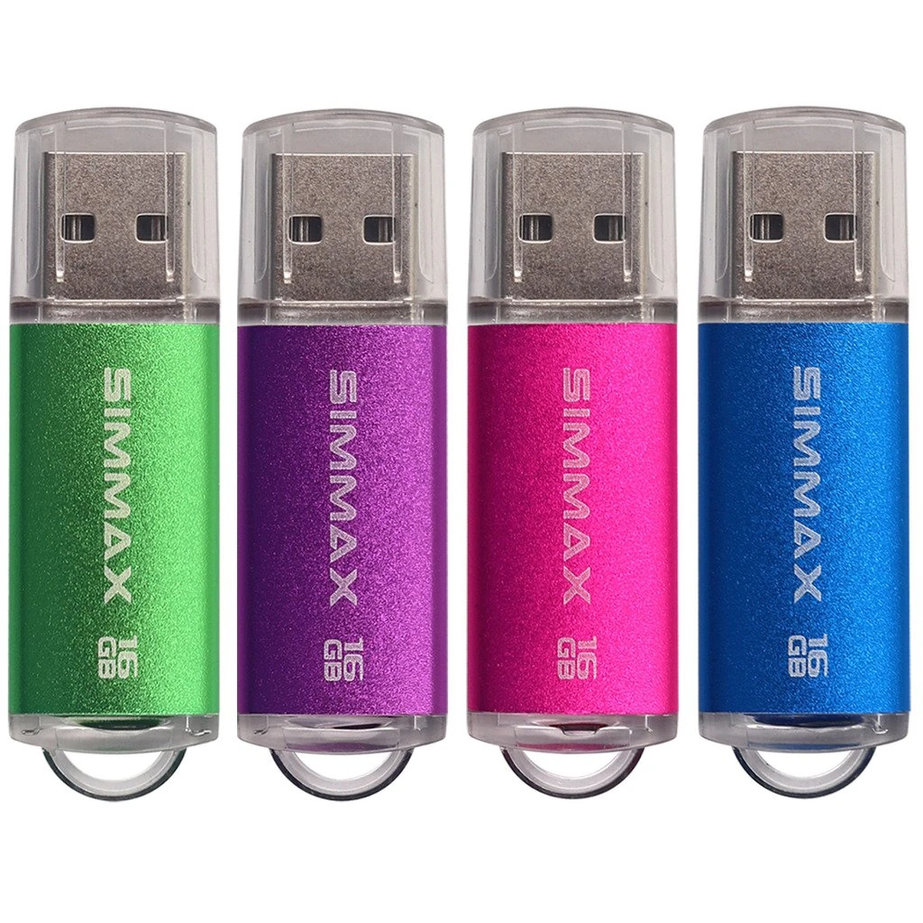 Memory Stick 4 Pack 16GB USB 2.0 Flash Drives Thumb Drive Pen Drive by SIMMAX (16GB Green Purple Pink Blue)
