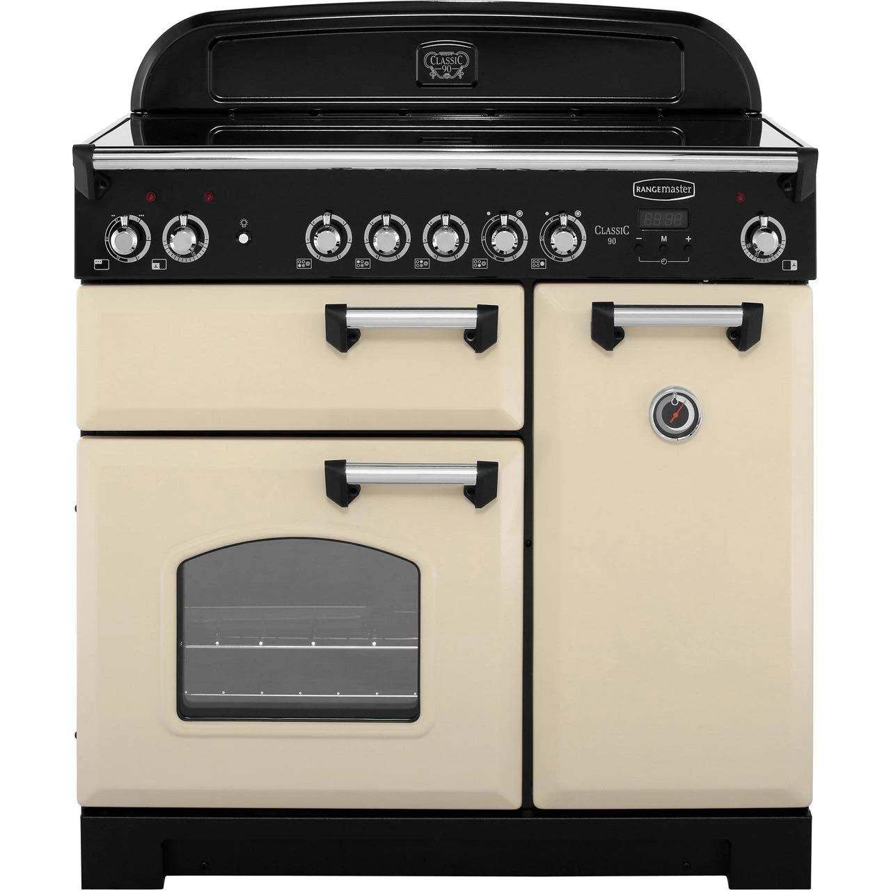 Rangemaster Classic CLA90ECCR/C 90cm Electric Range Cooker with Ceramic Hob - Cream/Chrome - A/A Rated