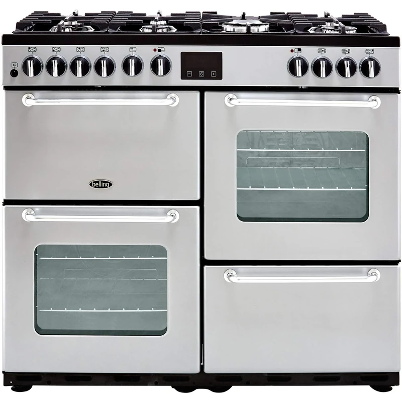 Belling Sandringham 100DFT 100cm Dual Fuel Range Cooker - Silver - A/A Rated