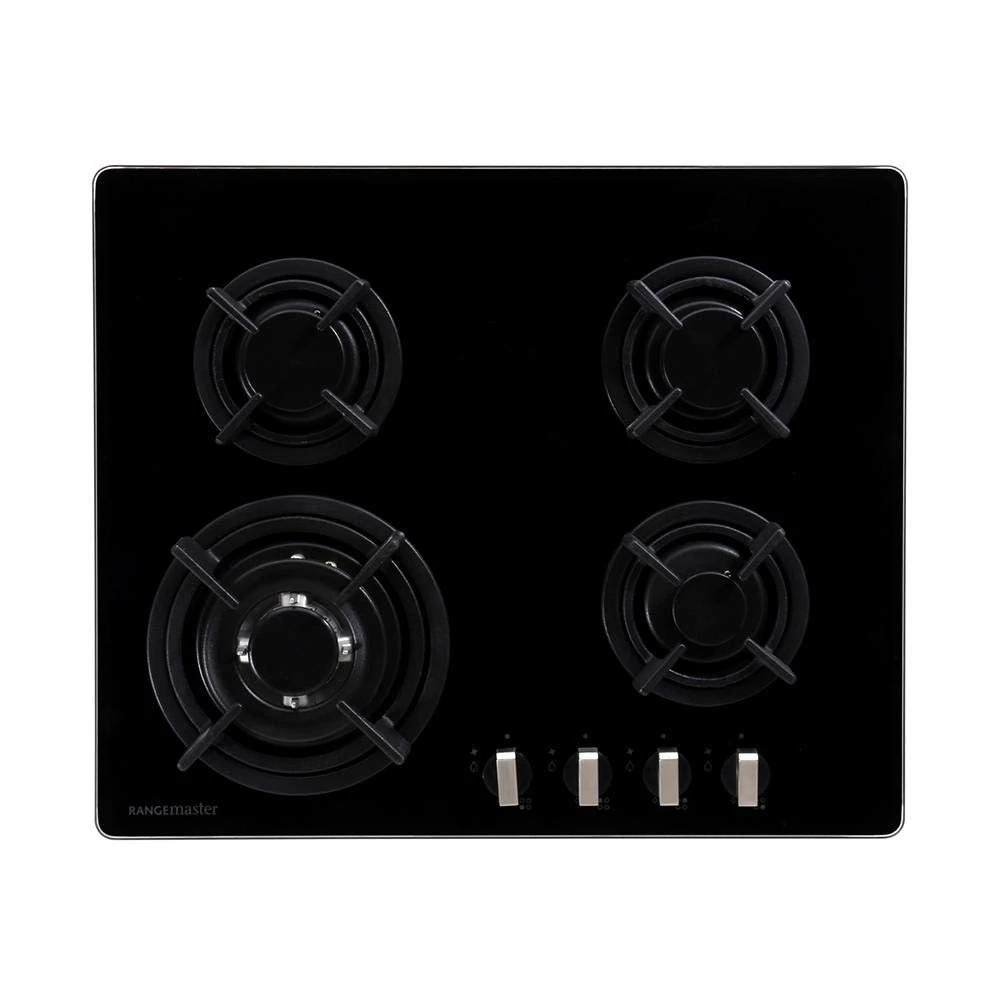 Rangemaster RMB60HPNGFGL 60cm 4 Burner Gas Hob Black Glass