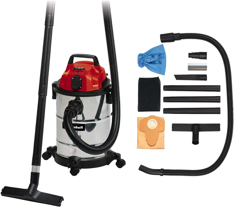 Einhell Nass-Trockensauger TC-VC 1820 SA (20 L, 3tlg. Kunststoffrohr, 150 cm Saugschlauch, Blasanschluss, 4 Lenkrollen, Zubehörhalterung, Schmutzfangsack, Schaumstofffilter, autom. Gerätesteckdose) - Image 1
