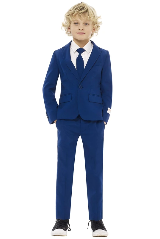OppoSuits boys Crazy Suits for Boys Aged 2 - 8 Years – Comes With Jacket, Pants and Tie, Navy Royale, 8