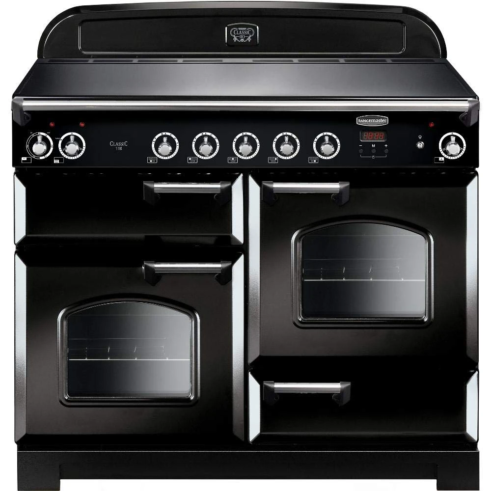 Rangemaster Classic CLA110EIBL/C 110cm Electric Range Cooker with Induction Hob - Black/Chrome - A/A Rated