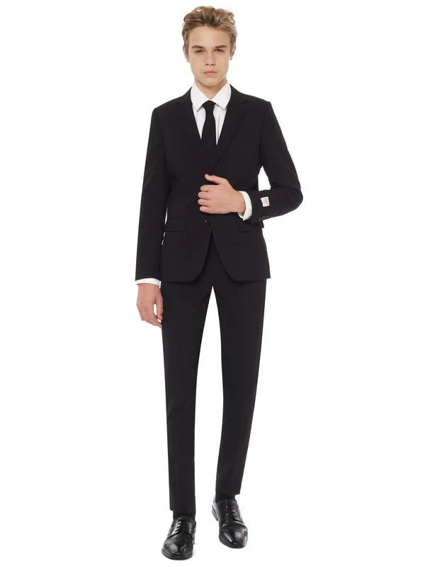 OppoSuits boys Crazy Suits for Teen Boys Aged 10 - 16 Years – Comes With Jacket, Pants and Tie, Black Knight, 14