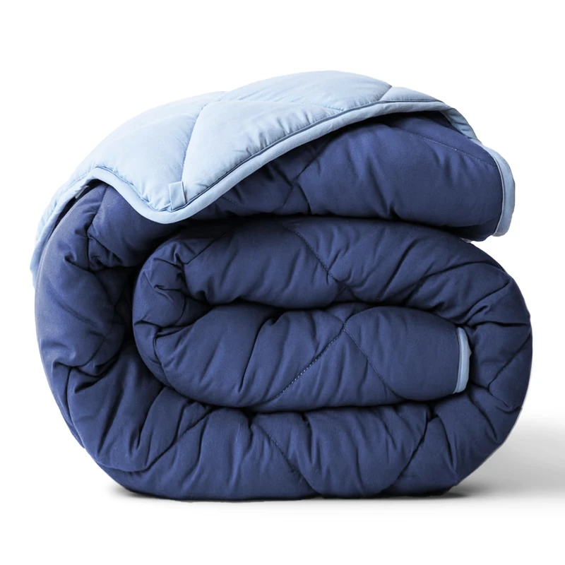 ViscoSoft All-Season Microfiber Alternative Quilted Comforter - Breathable and Cooling Premium Reversible Microfiber Comforter Blanket, Light Blue/Dark Blue, King/California