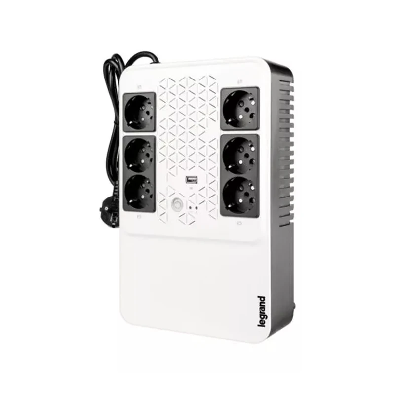 Legrand, Uninterrupted Power Supply (UPS system), Keor Multiplug with 600 VA/360 W - 6 Outputs Each 230 V (Schuko Sockets) + USB Charger, 310081