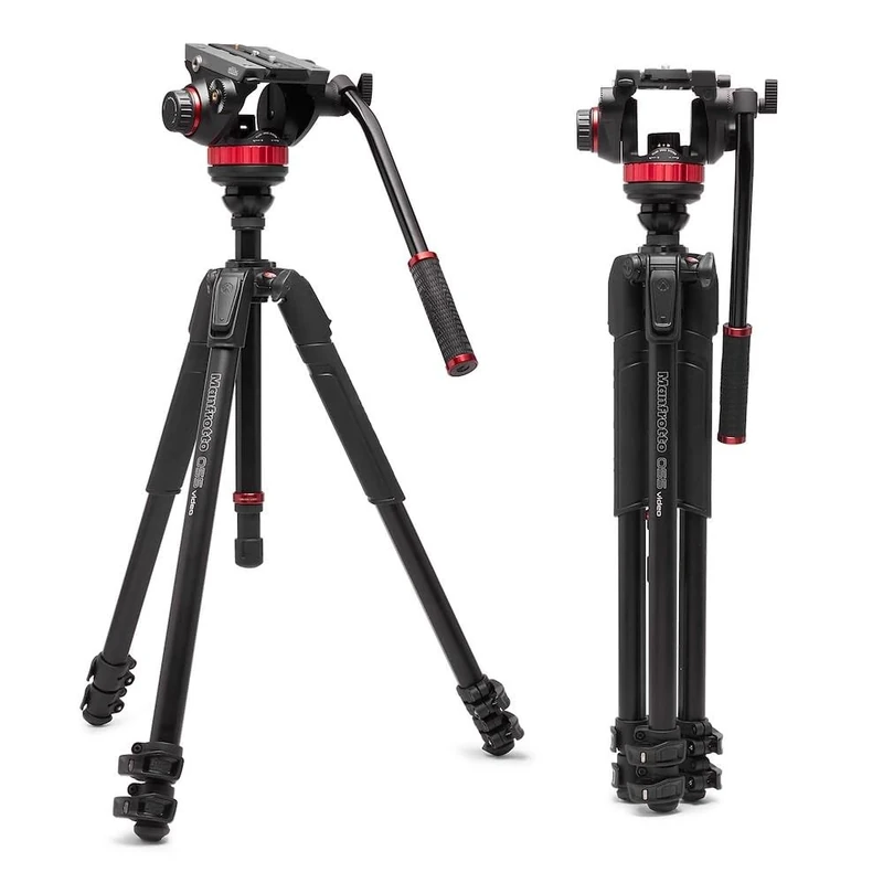 Manfrotto 055 Video Tripod w/502 Video Fluid Head, Aluminium, Professional Heavy Duty Tripod-System, with Levelling Column, Lever Lock, Camera Stand, for DSLR/Mirrorless Cameras, Camcorders