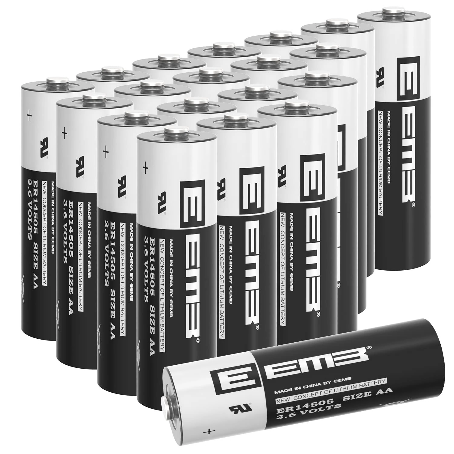 EEMB AA 3.6V Lithium Battery ER14505 Li-SOCL₂ 2600mAh Non-rechargeable Battery 3.6Volt Lithium Thionyl Chloride Batteries UL Certified - Single use(20)
