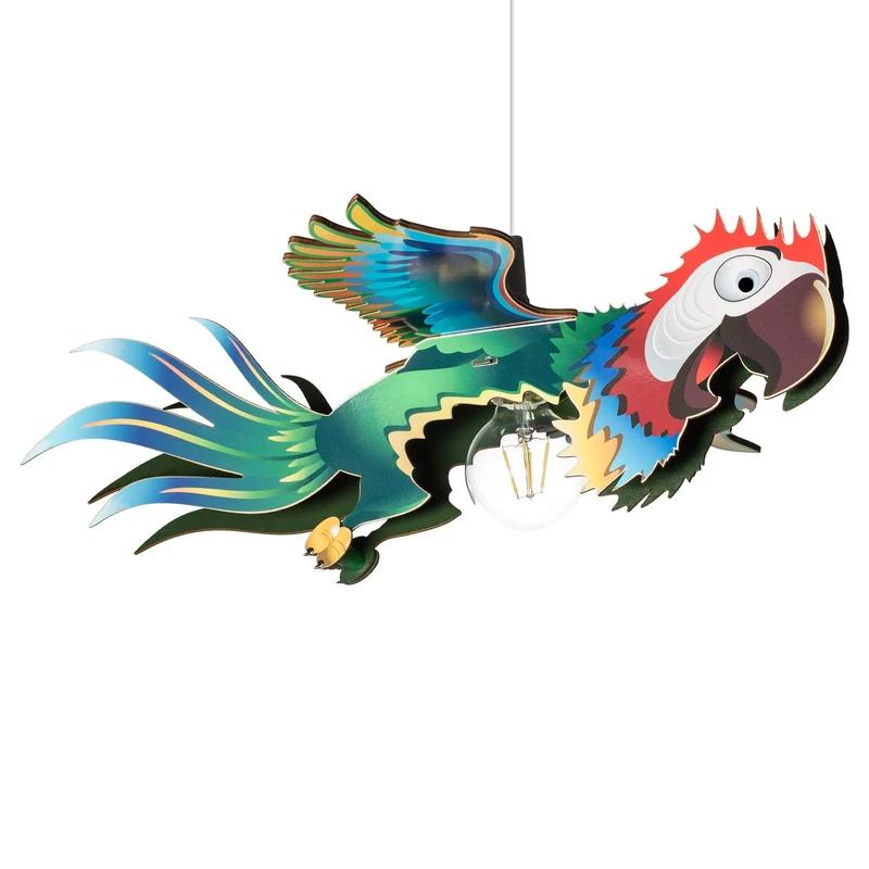 Elobra Children's Parrot Pendant Light Wood 40 W Blue