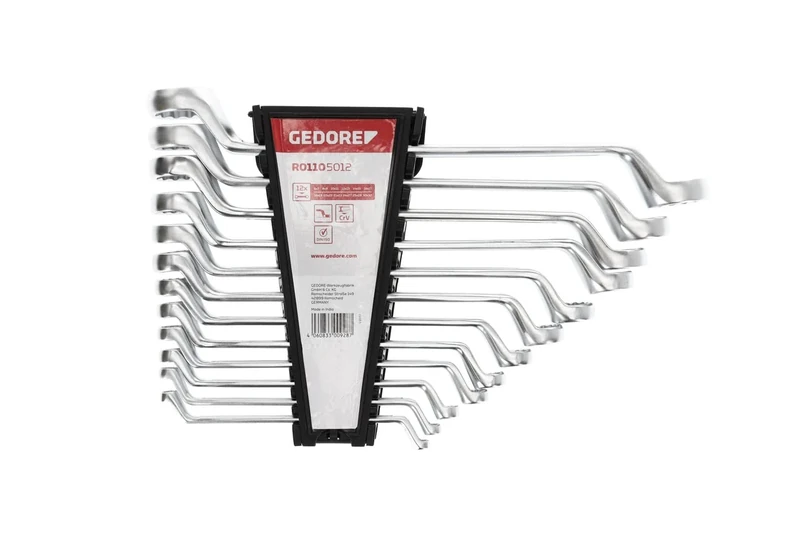 Gedore Red Double Ring Spanner Set 12 Pieces SW 6-32 Chrome Vanadium Steel Silver