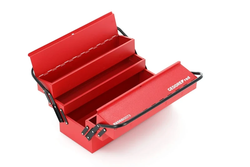 GEDORE red Tool box, 5 compartments, Large, Empty, Dimensions (LxWxH): 260x535x210 mm, Red, Sheet steel, Sorting box, R20600073