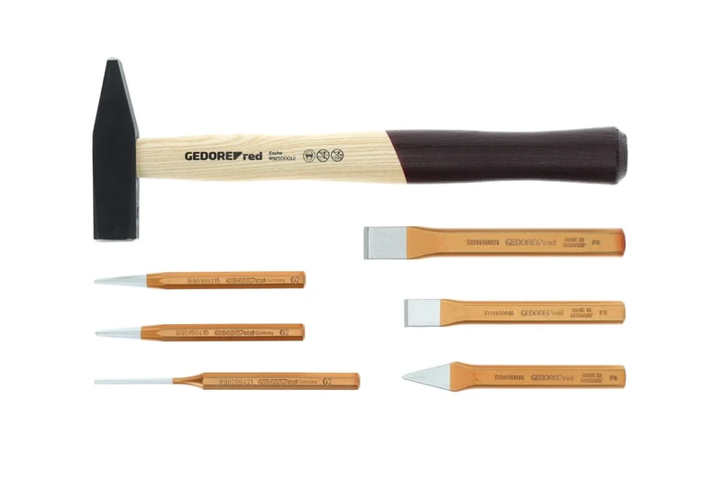 GEDORE red Hammer and chisel set, 7-pc. set, Complete, Tool case for craftsmen, in Foam module, R22150019