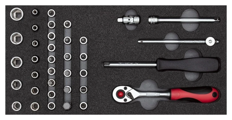 GEDORE Red Socket Spanner Set 1/4 Inch in 1/3 Foam Module 37 Pieces