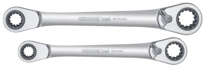 GEDORE R07501002 Red Reversible Ratchet Spanner Set Metric 2-Piece