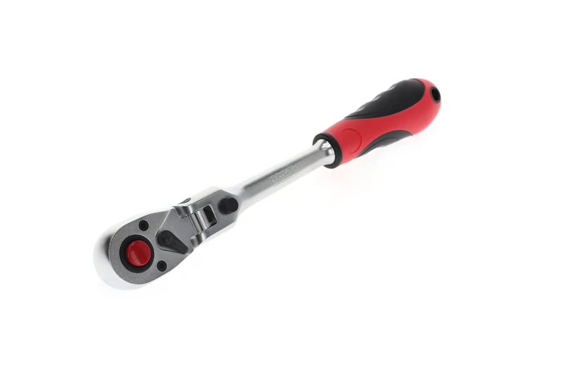 GEDORE Red Joint Reversible Ratchet with Ergonomic 2K Handle, Push Button Release, fine Teeth with 72 Teeth, 1/2 inch, Steel Tube, red/Black