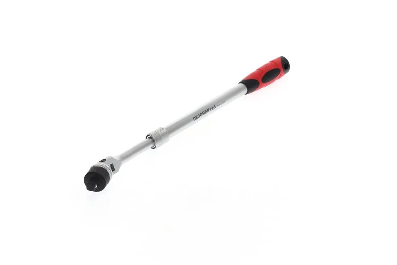Gedore Red Joint Telescopic Ratchet, switchable, 180° Swivel Ratchet Head, 1/2 inch, Ergonomic 2K Handle, Steel Tube, red/Black