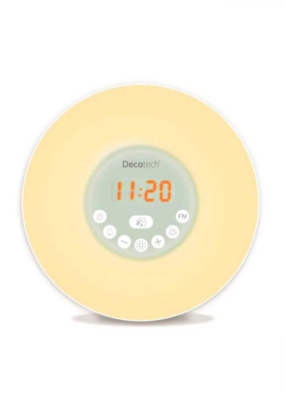 Lexibook, Decotech, Sunrise colour alarm clock, wake-up light, FM radio, bedside lamp, sunrise and sunset simulation, 6 natural sounds, snooze, night light, RL998