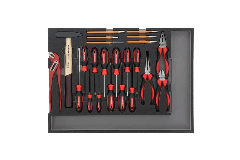 GEDORE Red Screwdriver Plier Hammer Chisel Set in 3/3 Foam Module 23 Pieces