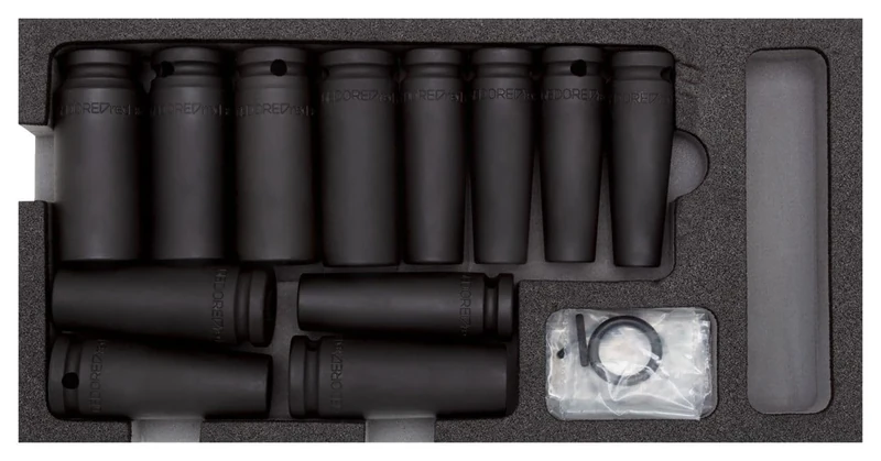 GEDORE Red Impact Screwdriver Bit Set 1/2 Inch in 1/3 Foam Module, 14 Pieces