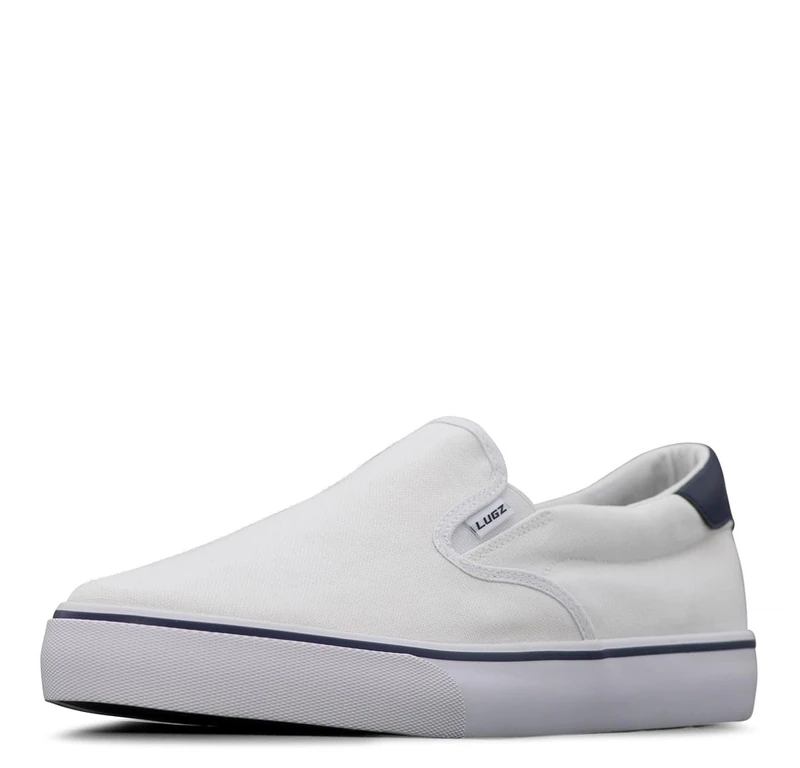 Lugz Men's Clipper Classic Slip-on Canvas Sneaker, White/Peacoat Blue, 8 UK