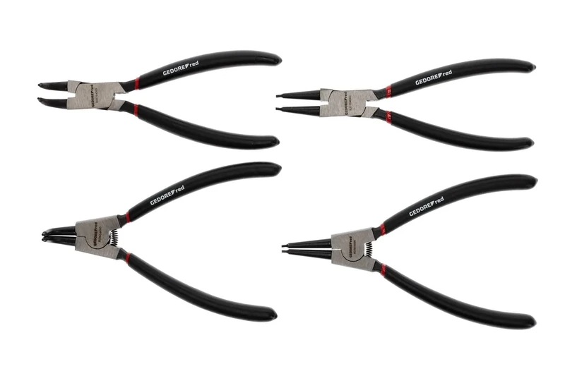 GEDORE 4-pc. Circlip pliers set, Tool set for inner and outer circlips, Straight and angled jaws, R28002004