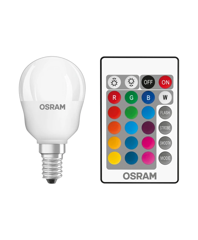 OSRAM LED lamp / Base: E14 / Warm White / 2700 K / 4.50 W / replacement for 25 W Incandescent bulb / frosted / LED Retrofit RGBW lamps with remote control [Energy efficiency class A] / pack of 6