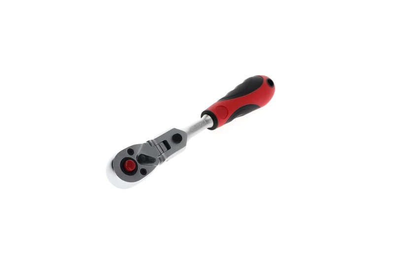 GEDORE Red Reversible Ratchet with Ergonomic 2K Handle, Push Button Release, Fine Teeth with 72 Teeth, 1/4 Inch, Steel Tube, Red/Black