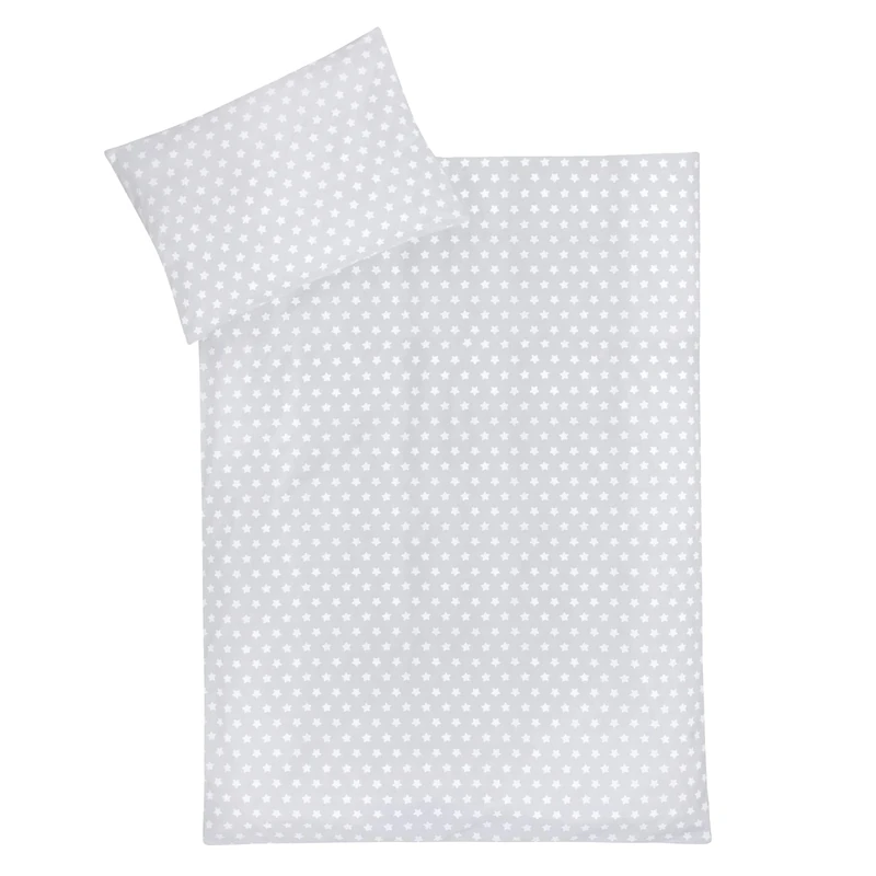Julius Zöllner Children's Bed Linen 100% Cotton Standard 100 by Oeko-Tex, Made in Germany, Size 100 x 135 + 40 x 60 cm, Stars Grey