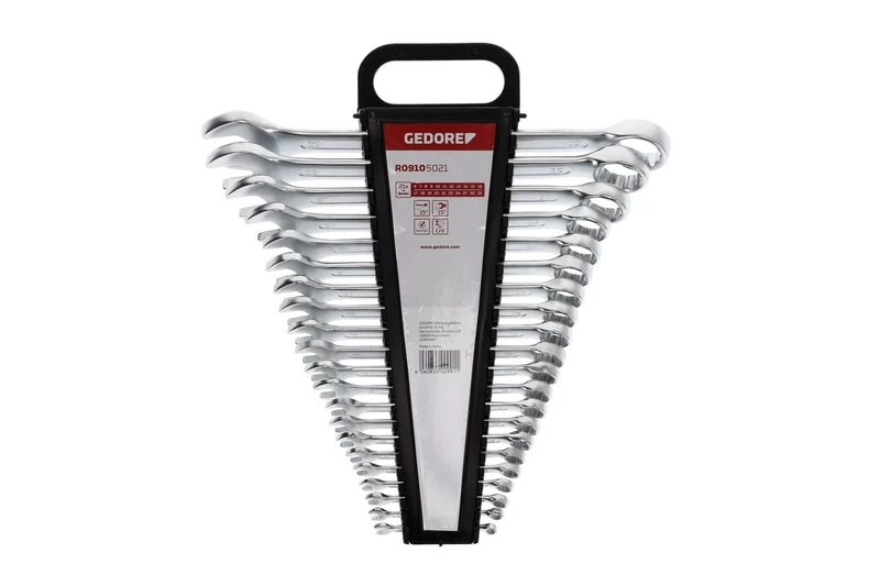 Gedore Red Combination Spanner Set, 21 Pieces, SW 6-32, Chrome Vanadium Steel, Silver
