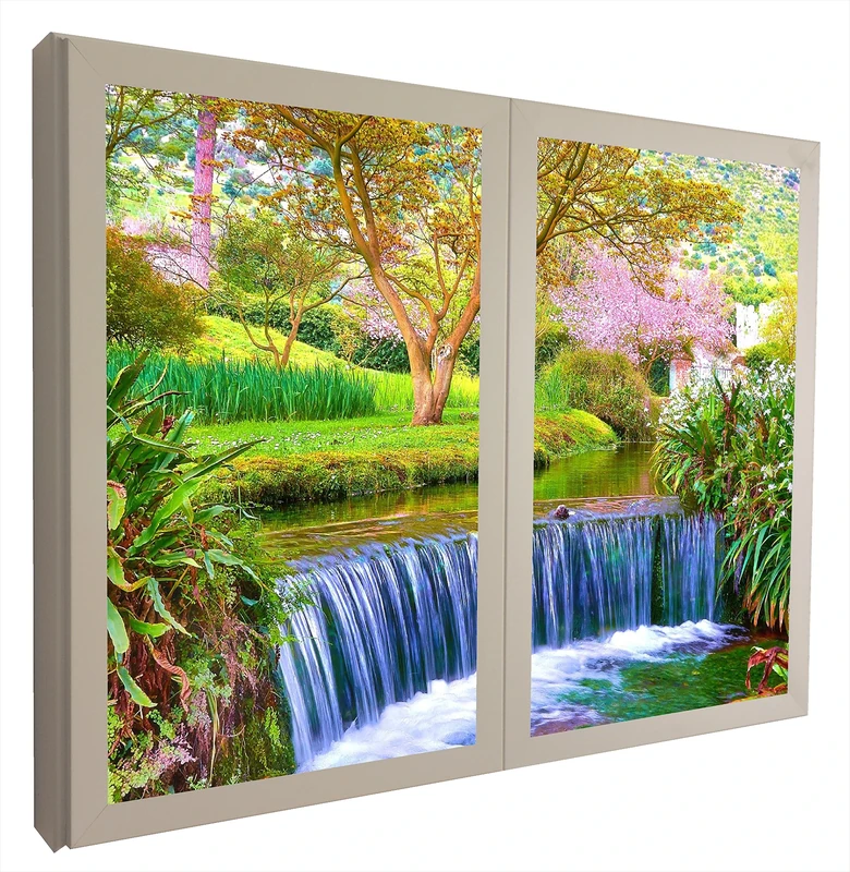 CCRETROILUMINADOS Tables Windows False Backlit Autumn Waterfall, Acrylic, multicoloured, 60 x 80 x 6.5