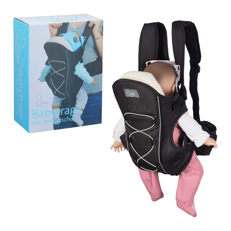 Little Choice Baby Carrier with Weather Protection Cover, Ergonomic Backpack for Hikes, Secure, Black