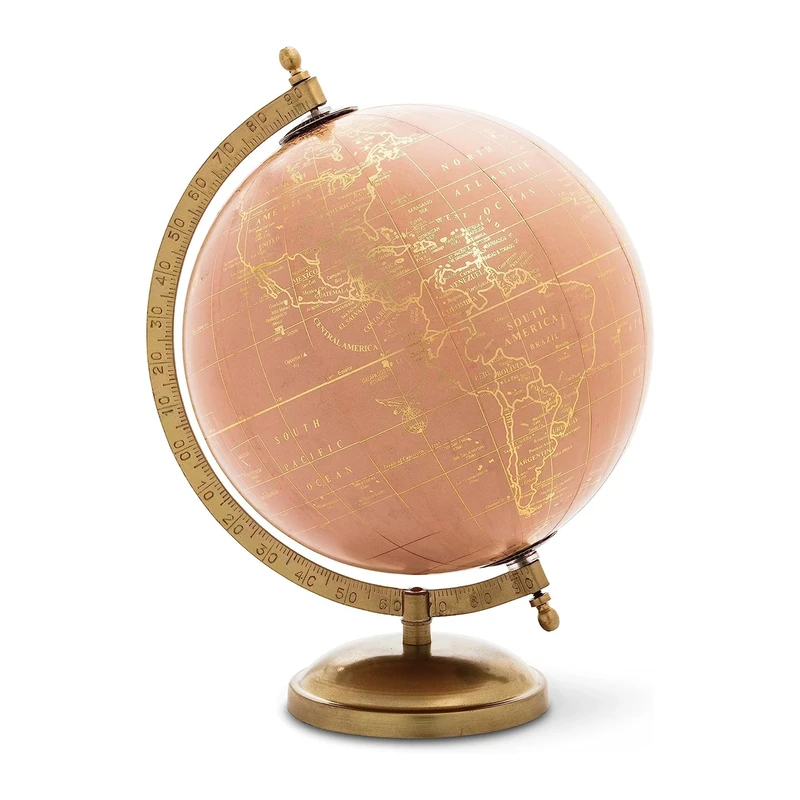 Abbott Collection 57-LATITUDE-01 Globe On Stand, Plastic Metal, Pink/Gold
