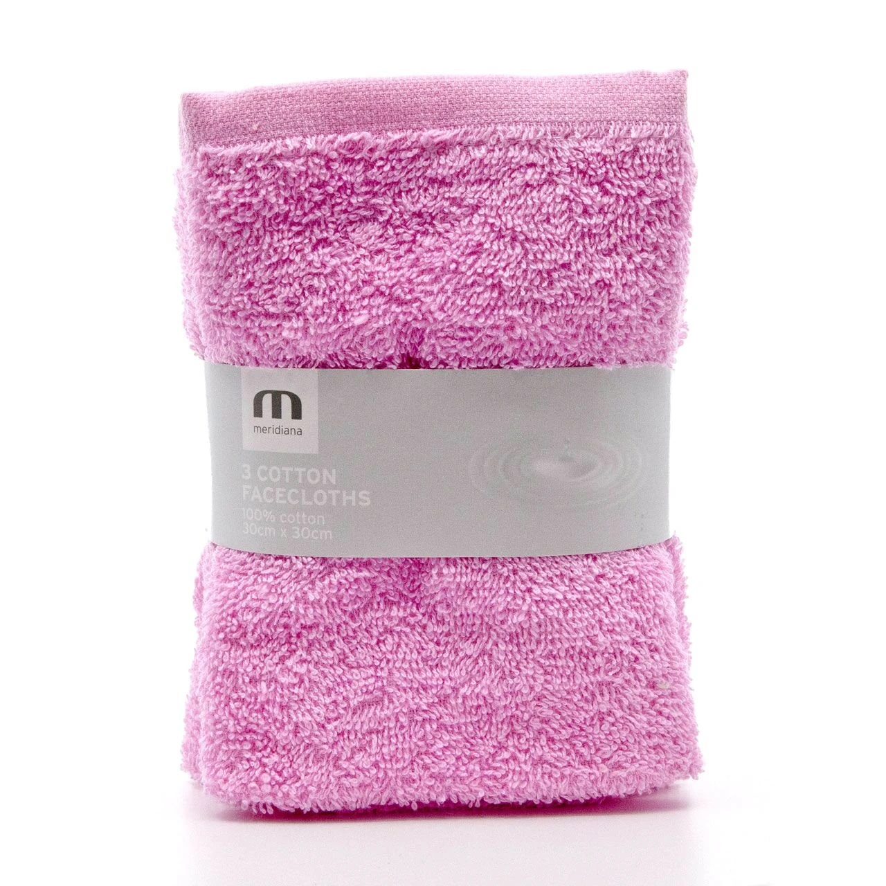Meridiana Super Soft 100% Cotton Family Washcloths. Machine Washable. Pink. 3 Pack. 30cm X 30cm X