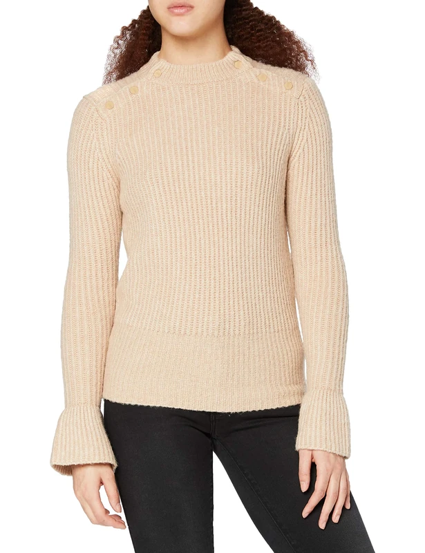 Scotch & Soda Maison Women's Cosy Pullover Knit with Tonal Press Buttons at Shoulders Jumper, Pink (Pearl Pink 2455), Small