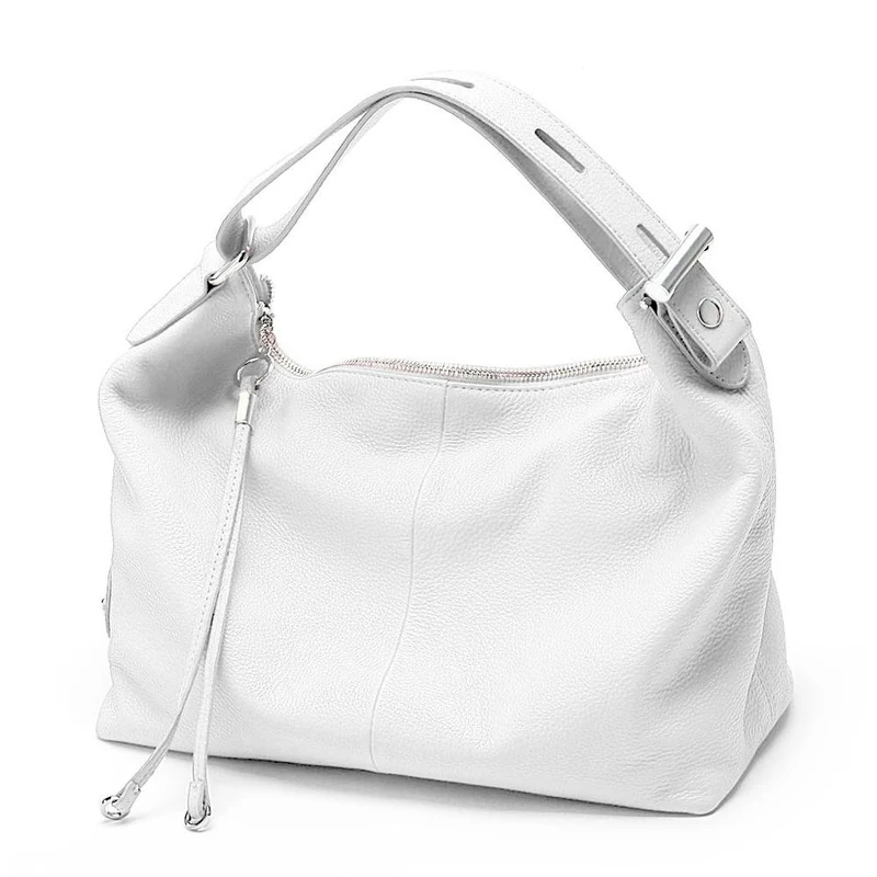Zency 6 Colors Fashion 100% Real Genuine Leather Women Shoulder Bag Handbag Lady Casual Tote white Size: 12.6 * 10.6 * 5.5inch