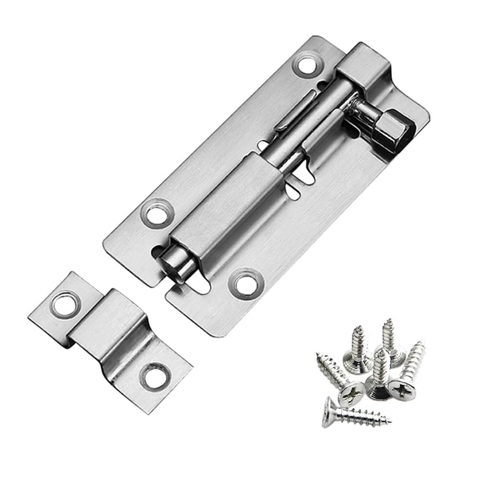 YUOIP® 3" Gate Bolt Sliding Lock Barrel Bolts Stainless Steel Safety Door Latch(Stainless Steel Screws)