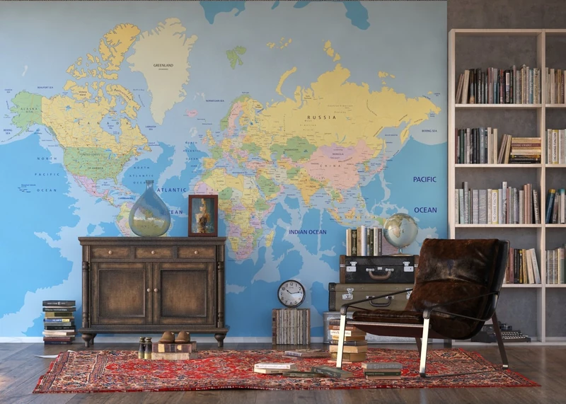 AG Design - Photo Wall Mural - Non woven - World Map - Giant Wall Poster – 360x270 cm/142x106 inches - 4 Parts - FTNXXL 2495 - Image 1