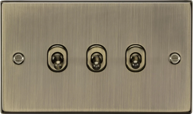 Knightsbridge CSTOG3AB Square Edge Antique Brass 10A 3G 2 Way Toggle Switch, Antique Brass