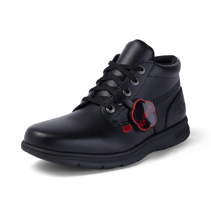 Kickers Youth Unisex Kelland Lace Leather Boot, Black, 6 UK