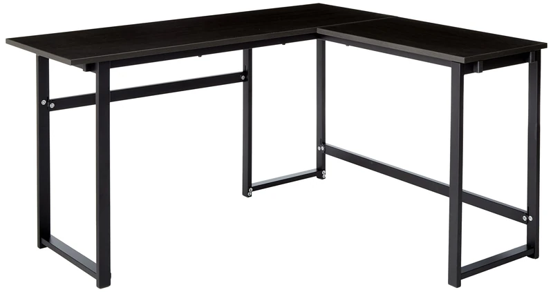 ZINUS Luke 135 cm Black Metal Corner Desk | L-Shaped Computer Desk | Office Desk | Easy, Bolt Free Assembly